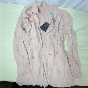 Rose Gold Pink Guess Brand New Above the Knee Trench-coat Wrap Around Jacket